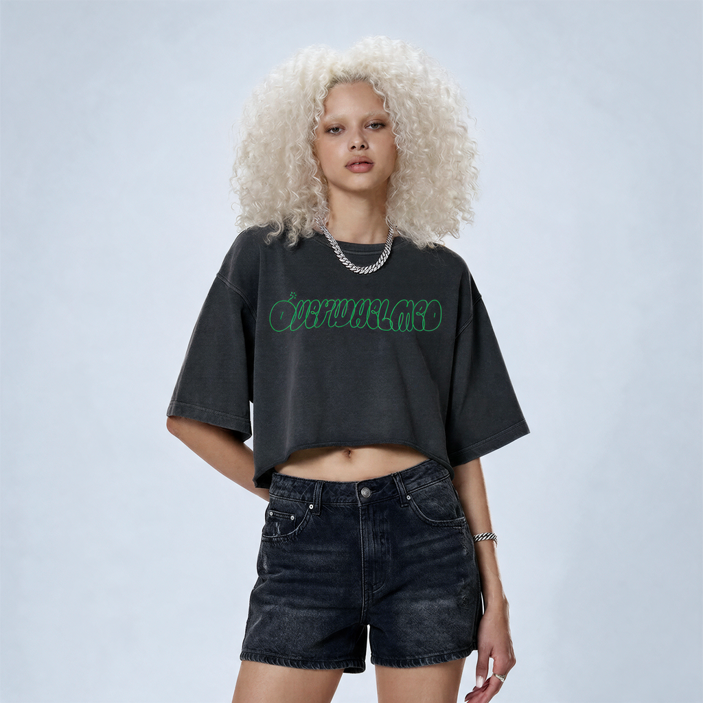 Snow Washed Raw Edge Crop Top